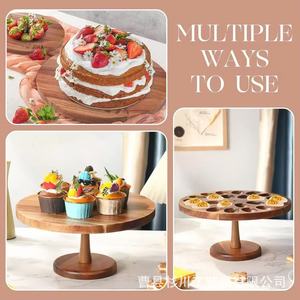 Wooden Cake Stand Multi Functional Egg <b>Rack</b> Dessert Display <b>Plate</b> Solid Wood Round Serving Tray For Party Kitchen Use - Product Image 1