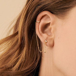Canner Unique Tassel Chain Fine Jewelry Cuff Stud Earrings S925 Sterling Silver Gold Plated Marquise Zircon 18K - Product Image 6