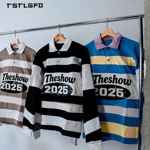 Jersey de Manga Larga Premium con Estampado 3D de Silicona, Diseño de Parches y Múltiples Rayas, Estilo Desestructurado, Personalización de Alta Gama, OEM, ODM, Ropa Urbana - Product Image 3