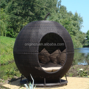 Lit de soleil en rotin de style tropical pour hôtel de villégiature, mobilier d'extérieur, cocon - Product Image 3