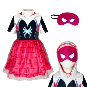 Hallowmas donna adulto Gwen uomo <span class=keywords><strong>ragno</strong></span> Costume di raso ricamato tuta corta <span class=keywords><strong>camicia</strong></span> <span class=keywords><strong>da</strong></span> <span class=keywords><strong>notte</strong></span> per Cosplay vestito fantasma <span class=keywords><strong>ragno</strong></span> - Product Image 6