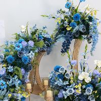 Lot de 3 boules de fleurs décoratives bleues pour centre de table, arrangement floral pour mariage, événement, décoration intérieure
