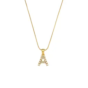 Collana vendita calda in acciaio inox 18K placcato oro piccola catena di serpente retrò lettera scritta conchiglia collana di perle per le donne per le ragazze