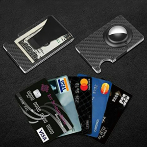 Custom Logo Minimalist Carbon Fiber Aluminum Alloy <b>Card</b> <b>Holder</b> Wallet with Metal Money Clip RFID Blocking Smart Tag for Men - Product Image 5