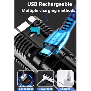 Linterna LED Recargable, Impermeable, con Mango de Plástico, Batería de Iones de Litio, Súper Brillante - Product Image 4
