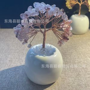 Arbre à argent en cristal avec base en forme de pomme, ornement en cristal naturel pour la décoration de la maison, du bureau ou de la voiture, cadeau - Product Image 3