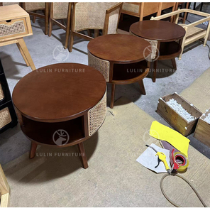 <span class=keywords><strong>Table</strong></span> d'appoint noire de style moderne du milieu du siècle avec tiroir en rotin, pieds en bois massif, <span class=keywords><strong>table</strong></span> de chevet bohème pour chambre à coucher, salon, accent - Product Image 6