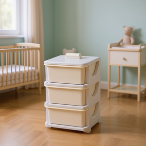 Commode de rangement pour enfants en plastique, 3 tiroirs, organisateur de jouets, grand modèle carré - Product Image 2