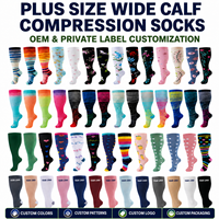 Chaussettes de compression sur mesure grande taille pour mollets larges, bas de contention graduée extra larges, bas montants jusqu'au genou pour infirmières, voyages et sports