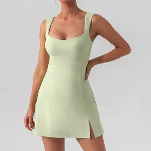 Vestido de tênis de marca própria para mulheres, roupa esportiva de treino, yoga e fitness, de secagem rápida e respirável