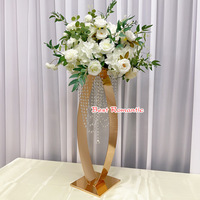 Ornements de mariage en métal doré, hauteur 80 cm, support à fleurs, arrangement floral de mariage, décoration de table, décoration de fête à domicile