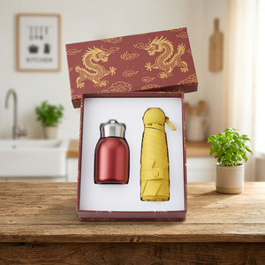 Set de Regalo con Botella de Agua Pintada Artísticamente y Sombrilla Plegable Portátil para Sol y Lluvia - Product Image 2