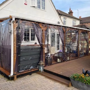 1.6 ~ 1.8m Largeur Brun PEVA Film Transparence Auvent Étanche À La Pluie Coupe-Vent Bâche <span class=keywords><strong>Balcon</strong></span> Cour Pavillon Bâche - Product Image 5