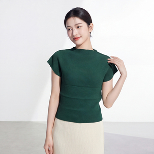 เสื้อครอปคอโปโลแขนสั้นถักสำหรับผู้หญิง ทรงเข้ารูป สีพื้น เรียบง่าย สปริง/ซัมเมอร์ ระบายอากาศได้ดี ผสมผสานสแปนเด็กซ์และโพลีเอสเตอร์ - Product Image 3