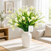 Bunga Calla Lily Buatan 5 Tangkai, Sentuhan Alami Lembut Realistis, Plastik Buatan Tangan, Dekorasi Pernikahan Hotel, Grosir