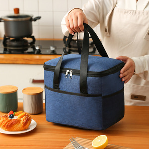 Bolsa Térmica Azul Marino para Almuerzo, Gran Capacidad, Impermeable, Nevera Portátil para Picnic con Paquete de Hielo, Almacenamiento de Alimentos para Viaje - Product Image 1