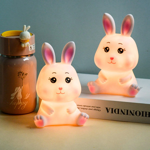 Veilleuse LED Lapin Blanc Chaud à Commande Tactile, Fonctionnant sur Piles, en PVC, Jouet pour Décoration de Chambre d'Enfant - Product Image 1