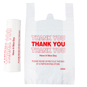 Customizable logo Size and Color Good Quality T-Shirt Plastic Bag Ideal As Thank You Bags for Retail Businesses