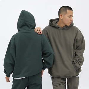 Streetwear Custom Mens Clothing Medium Sand Mock Neck Hooded Sweatshirt Soft Hoodies - Product Image 2