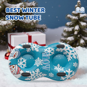 Pursuefree Ski Tube Double Size Inflatable Snowman Design <b>Backrest</b> Outdoor Winter Sled 168x97x30cm - Product Image 2