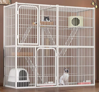 Cage pour Chat : Villa d'Intérieur et d'Extérieur Luxe Confortable, Cage en Métal Démontable pour Chien et Chat