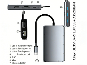 <span class=keywords><strong>Hub</strong></span> <span class=keywords><strong>USB</strong></span>-<span class=keywords><strong>C</strong></span> 7-en-1 4K 60Hz HDMI 100W PD 3*<span class=keywords><strong>USB</strong></span> 3.2 10Gbps Lecteur de cartes SD/TF pour <span class=keywords><strong>MacBook</strong></span> Pro/<span class=keywords><strong>Air</strong></span> M3 <span class=keywords><strong>M2</strong></span> M1 iPad XPS Station d'accueil de voyage - Product Image 4