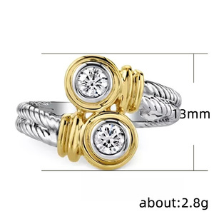 Anello Punk Intrecciato Bicolore per Donne, Gioiello da Dito in Stile Europeo di Tendenza, Regalo per Uso Quotidiano e Feste - Product Image 5