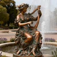 Figure féminine mythologique en bronze classique fabriquée à la main avec Lyre | Idéal pour les projets d'art de jardin, de plaza et municipaux