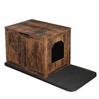 Lit de toilette pour chat à double porte en bois marron Offre Spéciale 2 en 1 maison pour animaux de compagnie grand bac à litière pour chat caché meubles pour animaux de compagnie