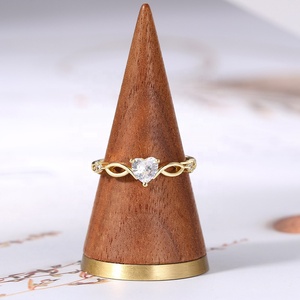 <span class=keywords><strong>Anillo</strong></span> <span class=keywords><strong>de</strong></span> dedo <span class=keywords><strong>de</strong></span> circonia cúbica con forma <span class=keywords><strong>de</strong></span> corazón para mujer, sortija ajustable, <span class=keywords><strong>oro</strong></span> <span class=keywords><strong>de</strong></span> 14 quilates, 14K, diamante, KAR346 - Product Image 2