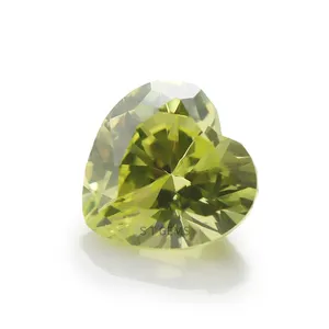 Factory 10*10mm Apple Green Cubic Zirconia Heart Shape CZ Stone For Jewelry Set