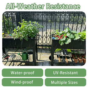 Jardinière surélevée en acier galvanisé facile à assembler avec roues et étagère de rangement, bac à plantes mobile <span class=keywords><strong>surélevé</strong></span> pour le jardinage - Product Image 2
