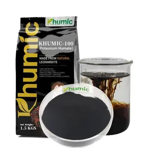 Polvo fino totalmente soluble en agua, fertilizante de ácido húmico orgánico agrícola, negro, "KHUMIC-100"