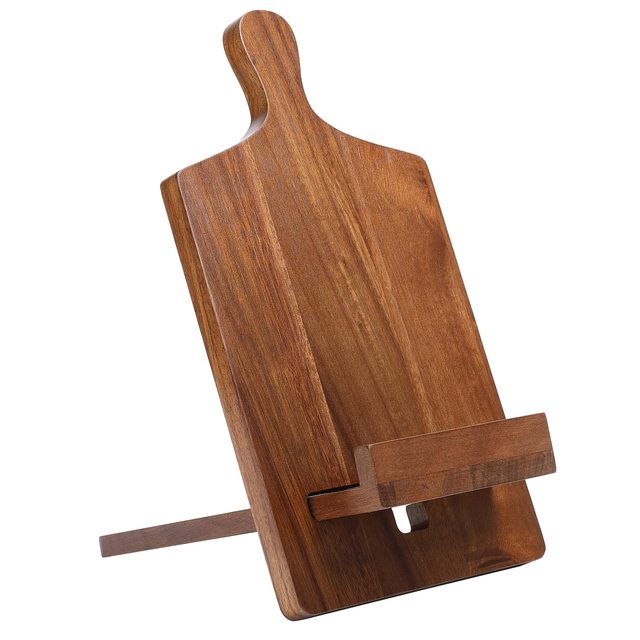 Customized Multi-Purpose Handmade Acacia Wood Recipe Holder Wooden Cookbook Tablet Stand for Kitchen Counter