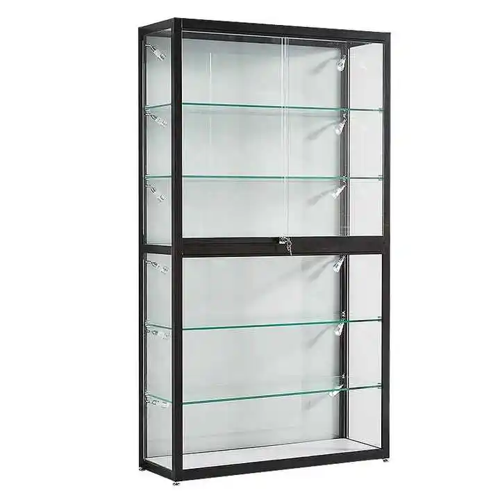 High-quality Modern Showcase 3 Layers Glass Display Cabinet Show case Counter Top With Lock glass swing door showcase