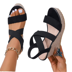 Sandalias de Plataforma con Tacón Alto y Correa Cruzada de PU Transpirables y Cómodas para Verano/Invierno, con Punta Abierta y Suela Gruesa para Mujer - Product Image 1