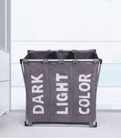 Panier à linge Amzn à 3 niveaux avec cadre en aluminium, sac à linge sale durable pour salle de bain, chambre à coucher, maison
