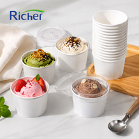 Gobelets à glace en papier kraft biodégradables et écologiques, avec couvercles, résistants au congélateur, plusieurs tailles, personnalisables, Fujian