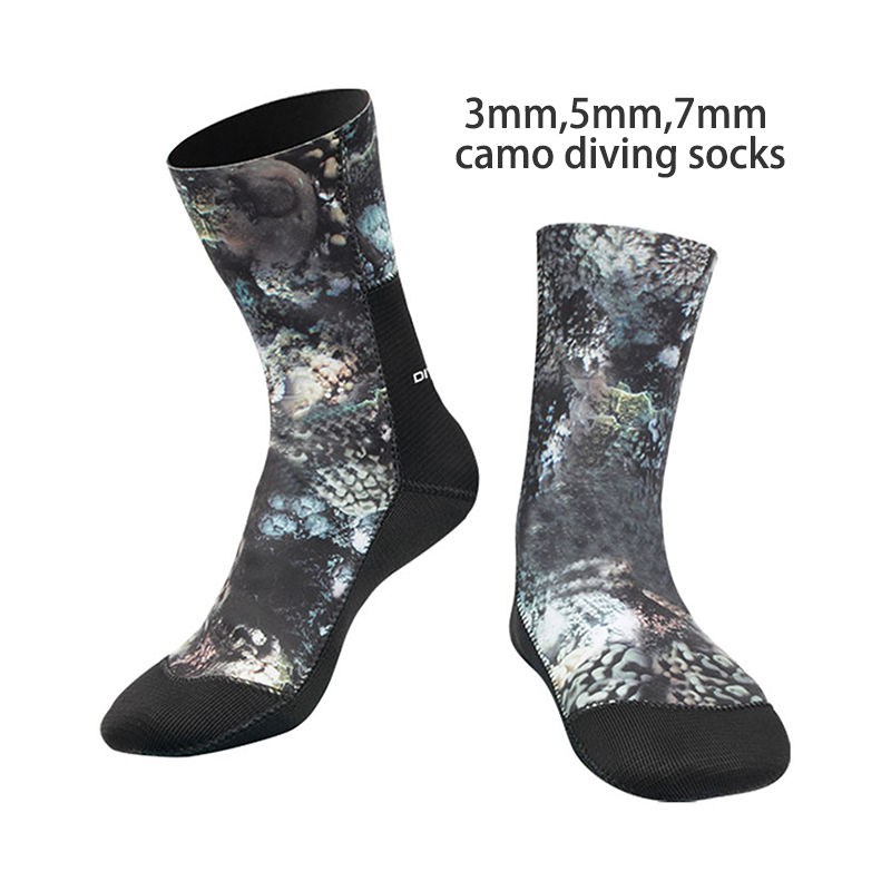 DIVESTAR Custom 3mm 5mm 7mm Neoprene Opencell Inner Camouflage Waterproof  Warm Spearfishing Freediving Scuba Diving Socks