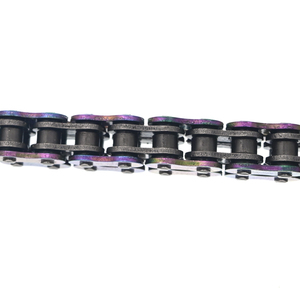 Catena di trasmissione colorata per moto 415/420/428/428/520 <span class=keywords><strong>H</strong></span> <span class=keywords><strong>O</strong></span> <span class=keywords><strong>X</strong></span>, catena a rulli a doppio passo con tempra ad alta frequenza - Product Image 6