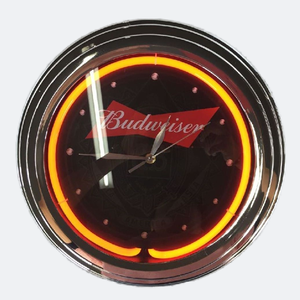 للبيع بالجملة بسعر المصنع في الصين ساعة نيون معدة مخصصة مطلية بالكروم مقاس 15 بوصة لتزيين المنزل والحانة - Product Image 1