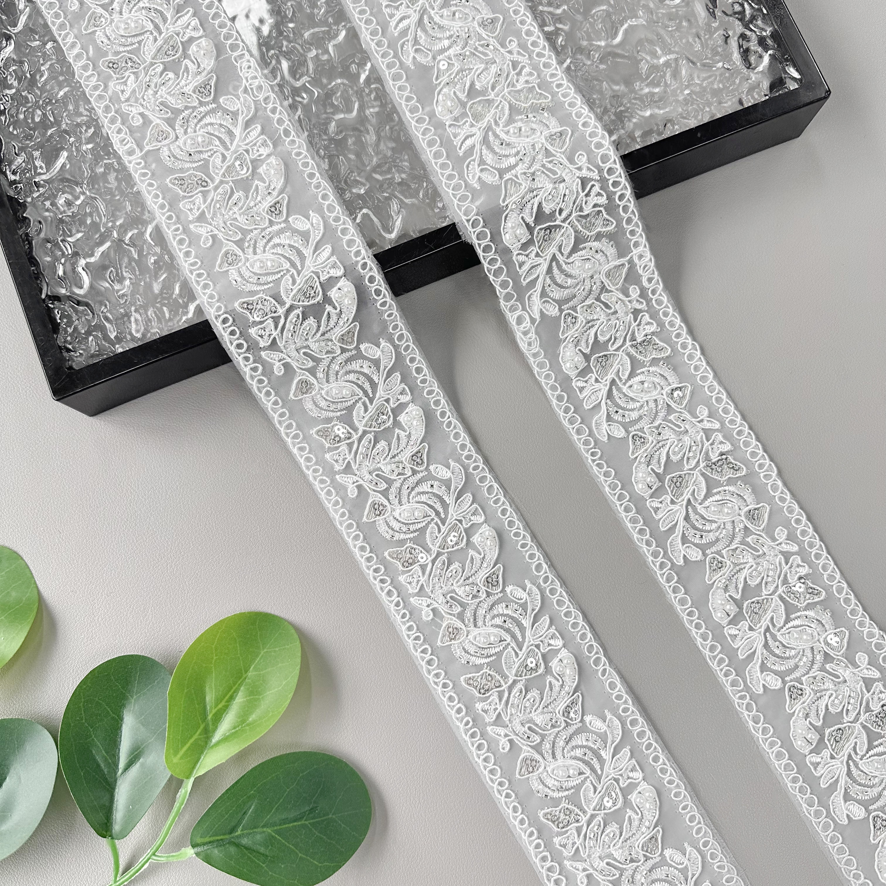 Wholesale Novelty Vintage Border Lace - White Organza Embroidery for Dress Trims Wholesale Novelty Vintage Border Lace - White Organza Embroidery for Dress Trims