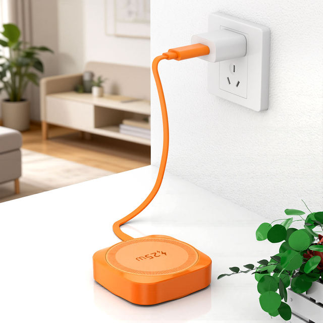 25W Travel Magnetic Wireless Charger, Equipped with 70-centimeter Extendable USB-C Data Cable, Compact Fast Charging Pad