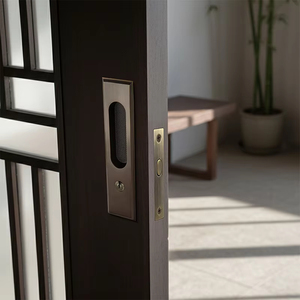 Serrure de <span class=keywords><strong>porte</strong></span> <span class=keywords><strong>coulissante</strong></span> en laiton avec loquet encastré dissimulé - Ensemble de serrures à crochet pour <span class=keywords><strong>porte</strong></span> <span class=keywords><strong>coulissante</strong></span> en bois de patio et de balcon - Product Image 4