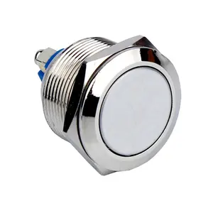 Waterproof Brass Nickel Momentary 19mm Flat Round Head Push Button Switch