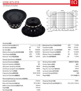ลำโพงบิ๊กพาวเวอร์ 8 นิ้ว รุ่น 875-013 กำลังขับสูงสุด 800 วัตต์ คอยล์ 3 นิ้ว สำหรับงานดีเจ เสียงกลาง-ต่ำ ลำโพงวูฟเฟอร์สำหรับระบบเสียงไลน์อาร์เรย์ - Product Image 3