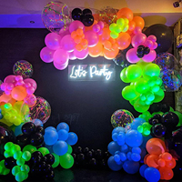 Kit d'arche de guirlande de ballons phosphorescents, lumineux aux UV, fluorescents, gonflables, pour fête d'anniversaire, néon