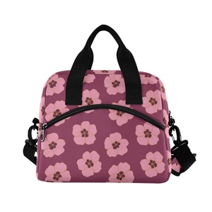 Hawaiian Pink Hau Flower Food Warm Eco-Friendly Insulated Lunch Bag Custom Print Women Insulated Lunch Bags With Aluminum Film - Product Image 2