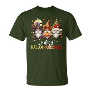 Camiseta Happy Hallothanksmas Gnomes con diseño navideño de Halloween - Product Image 1