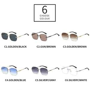 Gafas de Sol Personalizadas con Logotipo 2025, Lentes Transparentes con Degradado Oceánico, Montura de Aleación, Protección UV400, Diseño Cuadrado sin Aro para Hombre y Mujer - Product Image 4